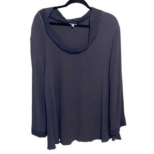Niche Nilgun Derman Gray Crepe Tunic Top Womens Large Lagenlook Minimalist Artsy